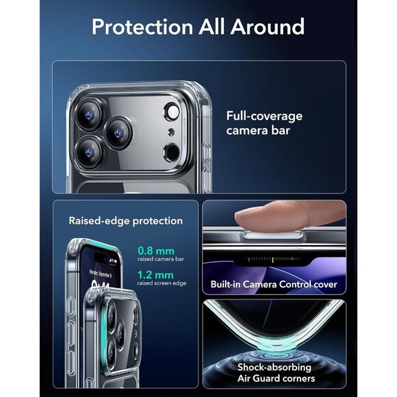 iPhone 17 Pro Max Case Clear MagSafe Compatible Shockproof Magnetic Cover - Picture 3 of 7
